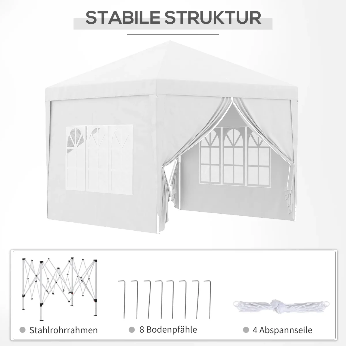 Шатра Outsunny 3 x 3 м с 4 странични стени, прозорец - Image 6