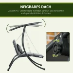 Висящ шезлонг Outsunny, накланящ се покрив,108x145x169см - Image 3