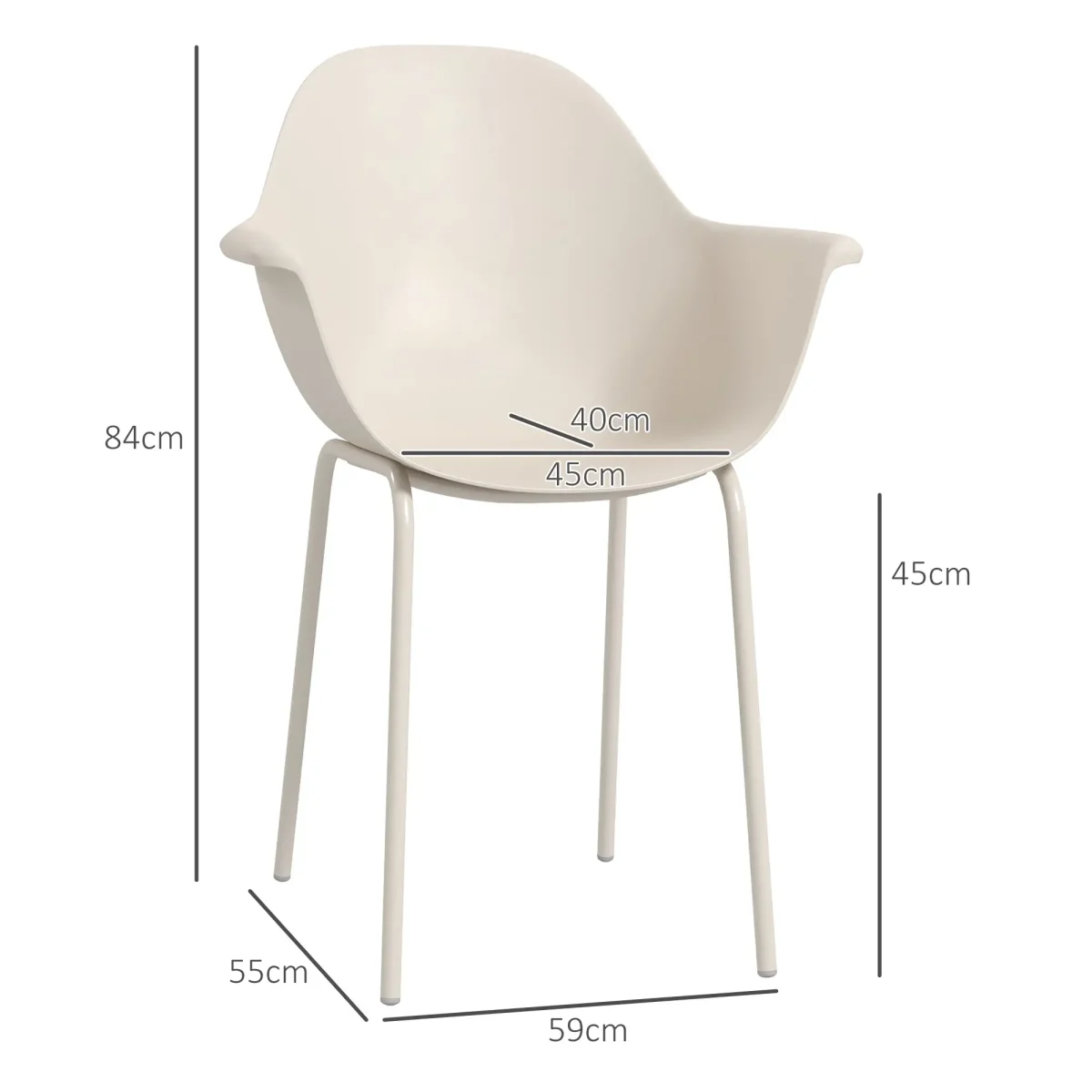 Комплект от 4 градински стола Outsunny 59 см x 55 см x 84 см - Image 6