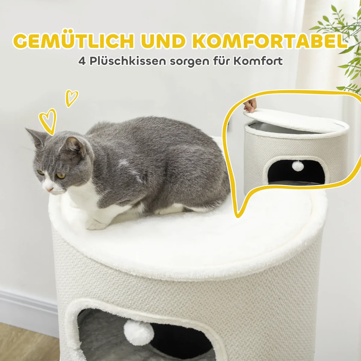 PawHut Котешка къщичка, 4 нива, с възглавница - Image 6