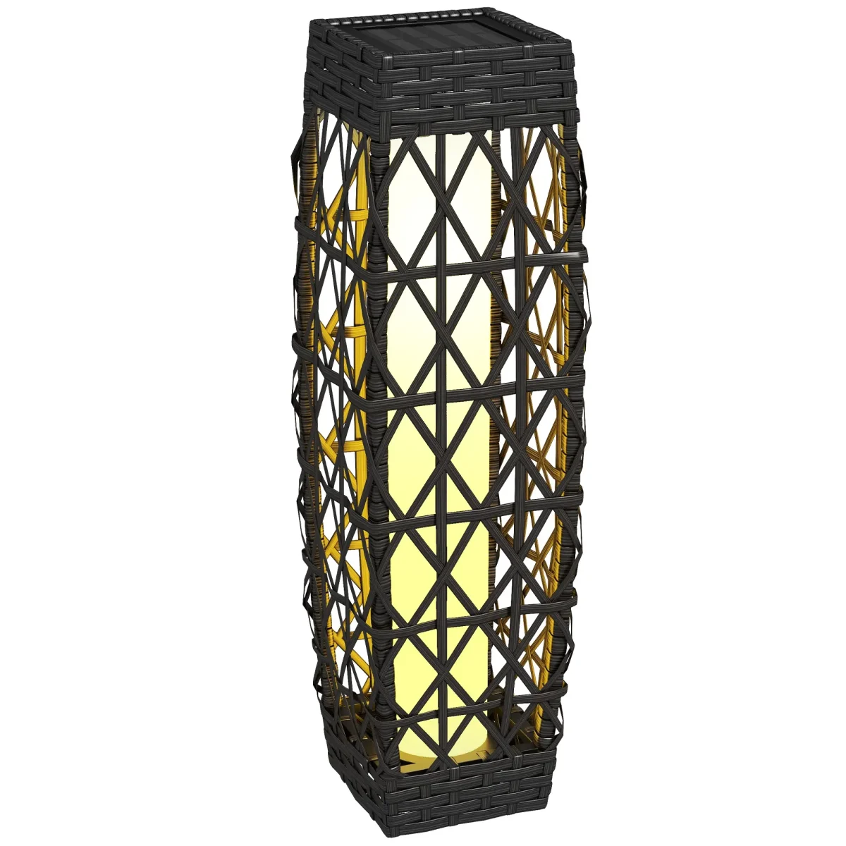 Външна соларна лампа от ратан Outsunny, LED 20 x 20 x 68 см - Image 3