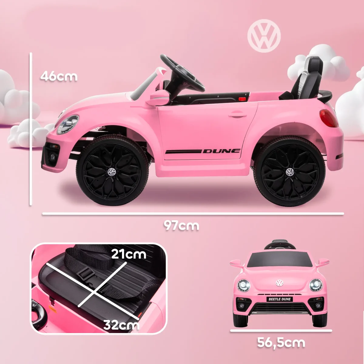 AIYAPLAY Електрическа количка, VW Beetle, 3-5 км/ч - Image 6