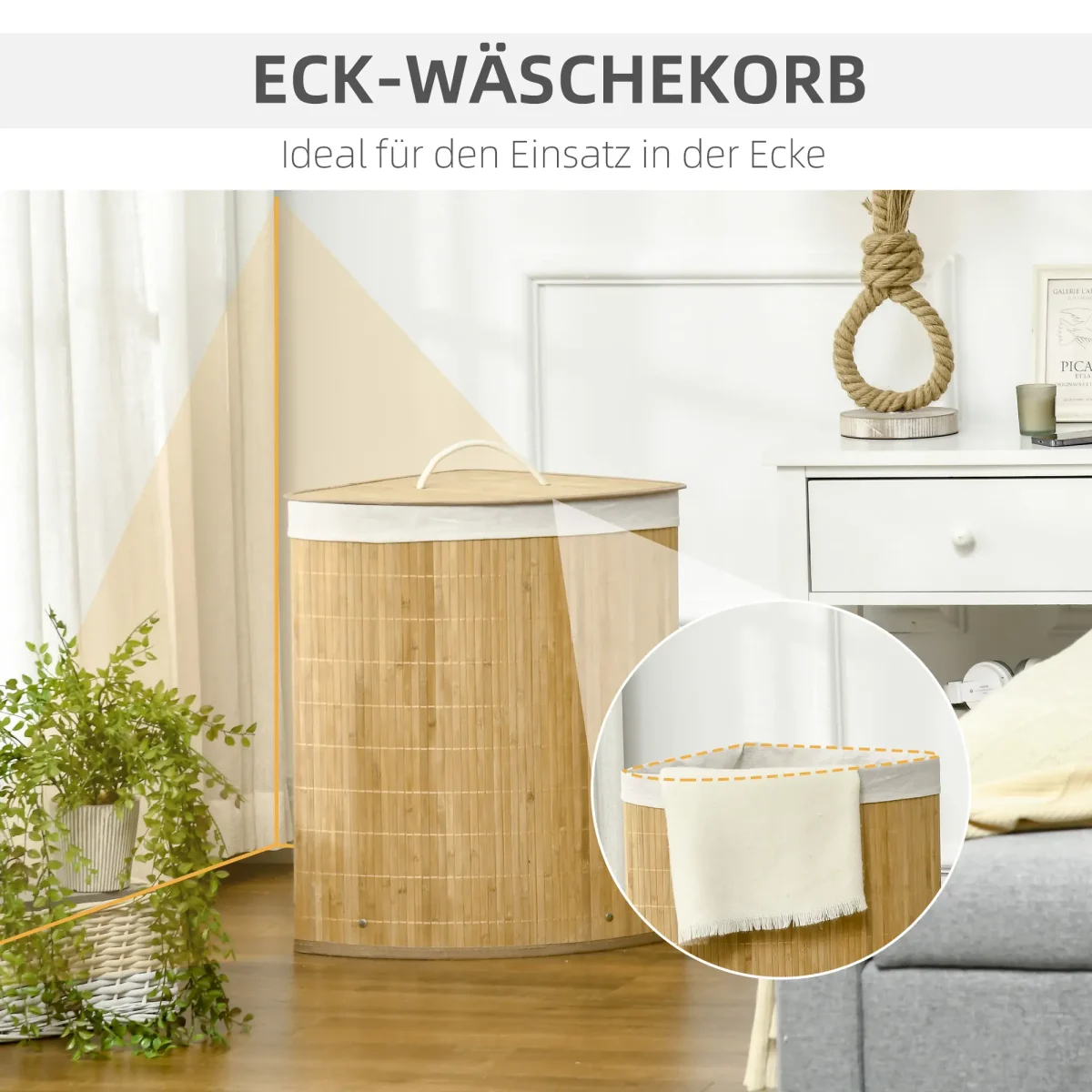 Ъглов кош за пране HOMCOM 55 л с капак, с подвижна торба - Image 10