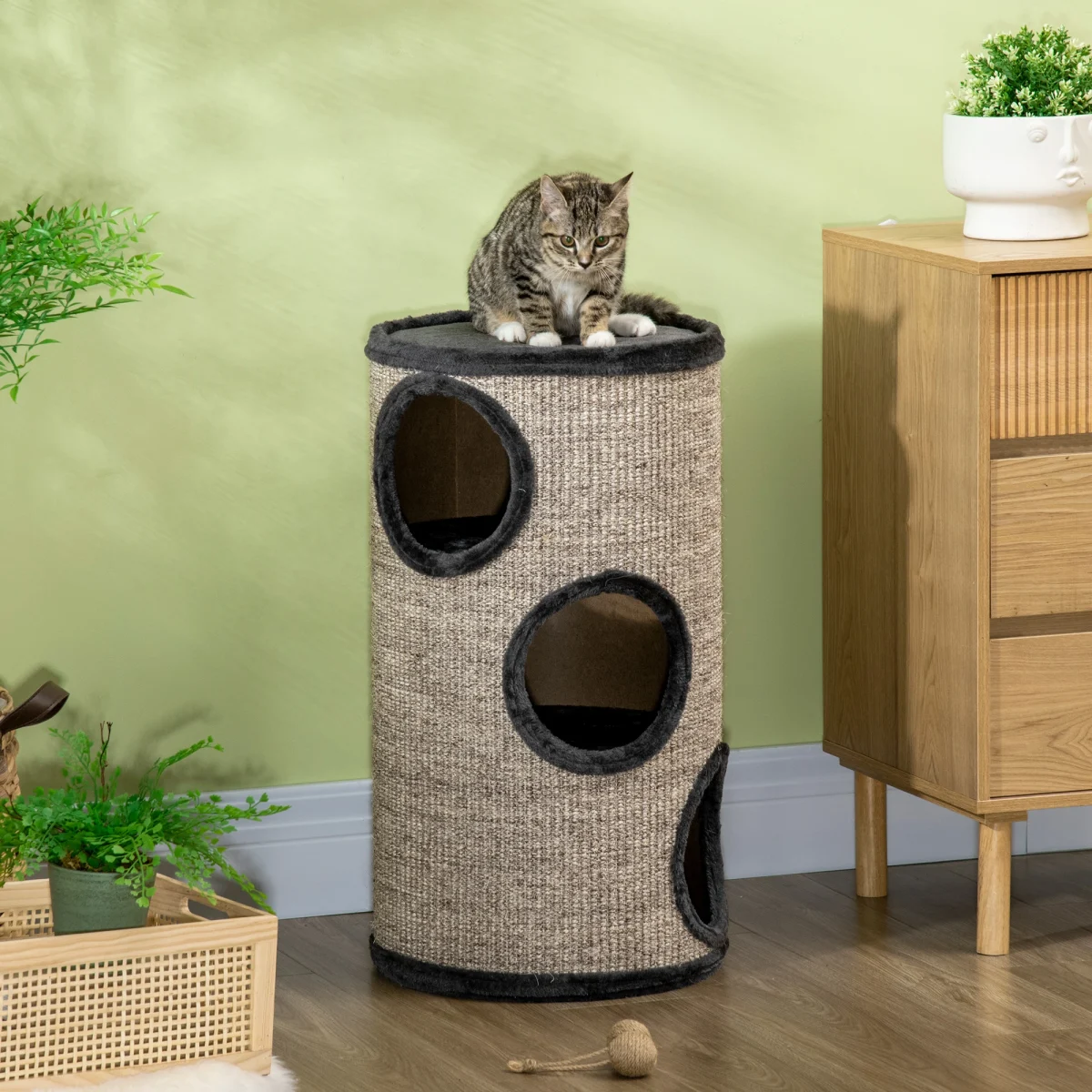 PawHut 3-етажна драскалка за котки 38 см x 38 см x 70 см - Image 8