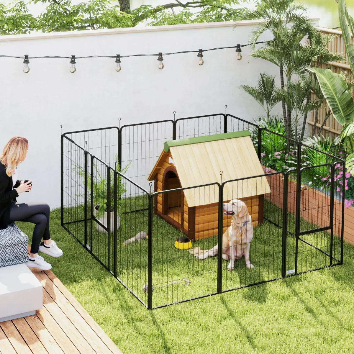 PawHut кошара за кучета, 12 части, с 12 мрежови панела - Image 7