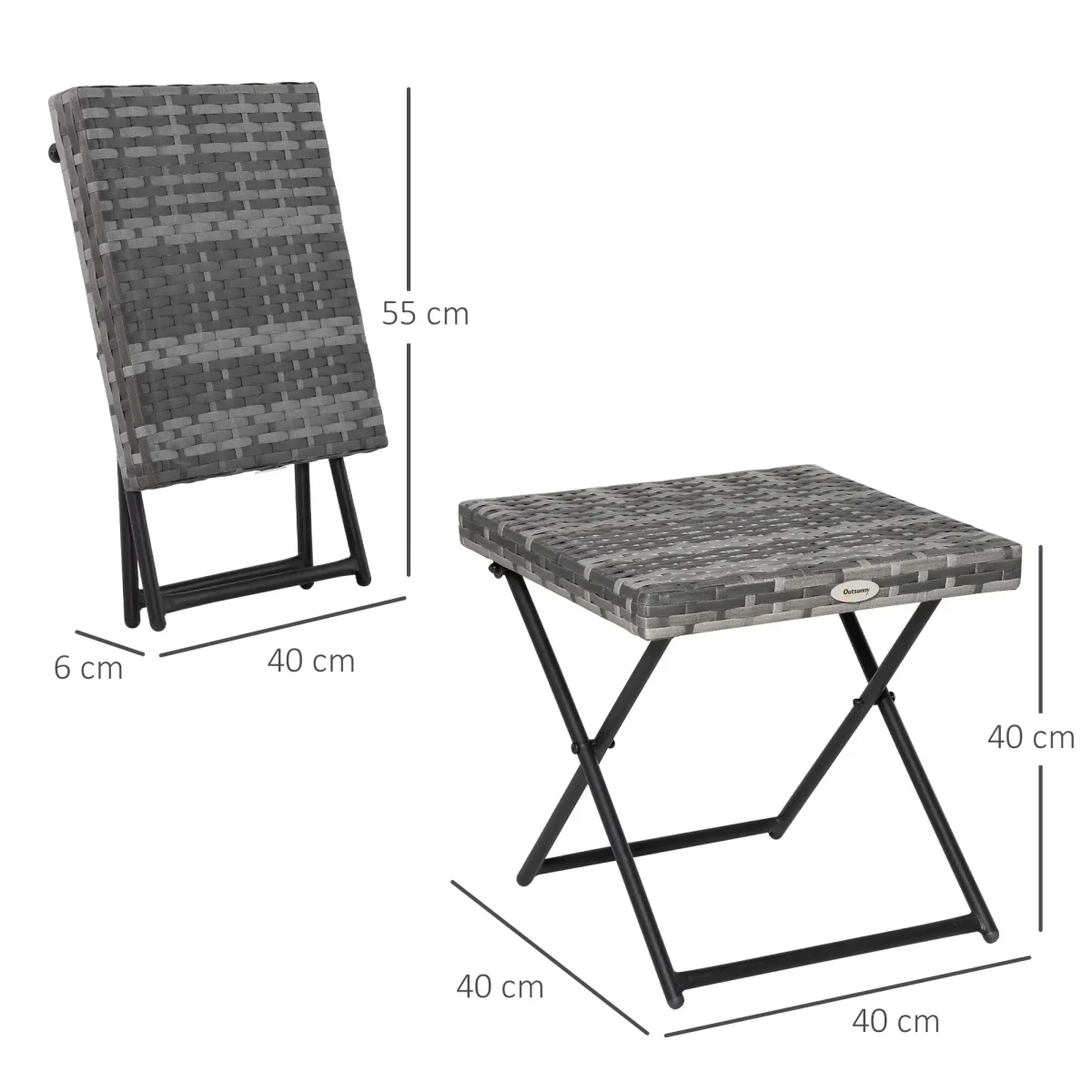 Странична маса Outsunny от полиратан, сгъваема масичка - Image 9