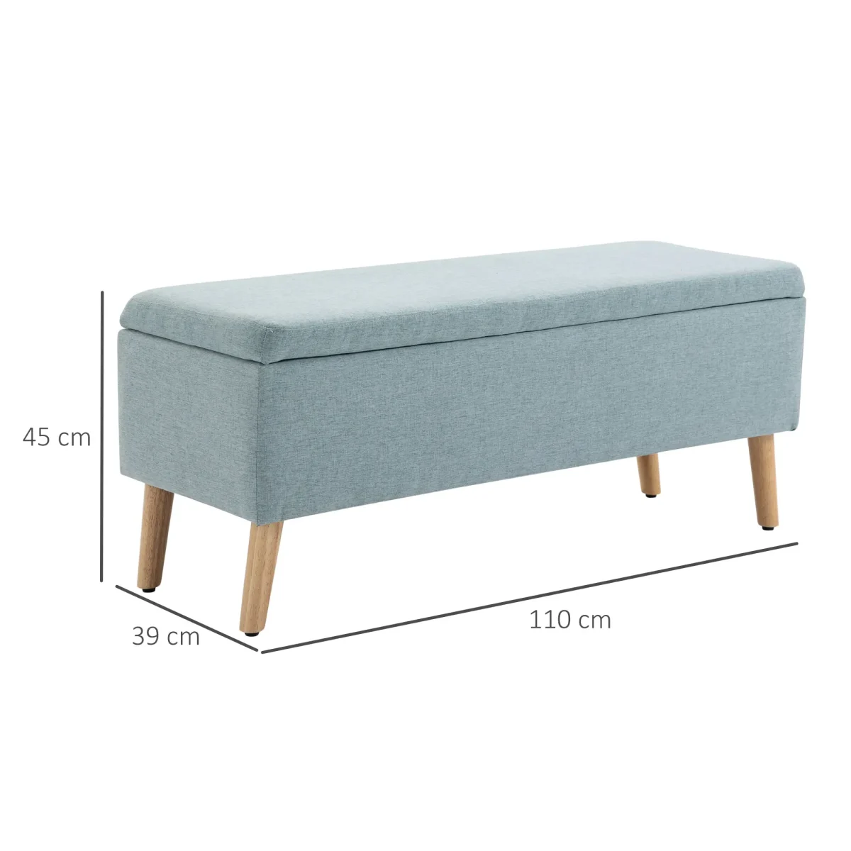 Пейка за съхранение HOMCOM с дървени крака 110x39x45см - Image 6