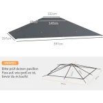 Навес за шатра Outsunny, резервен 397 x 297 см - Image 8