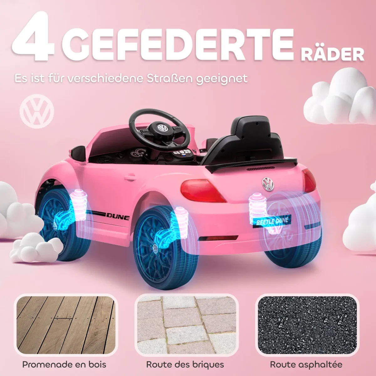 AIYAPLAY Електрическа количка, VW Beetle, 3-5 км/ч - Image 7