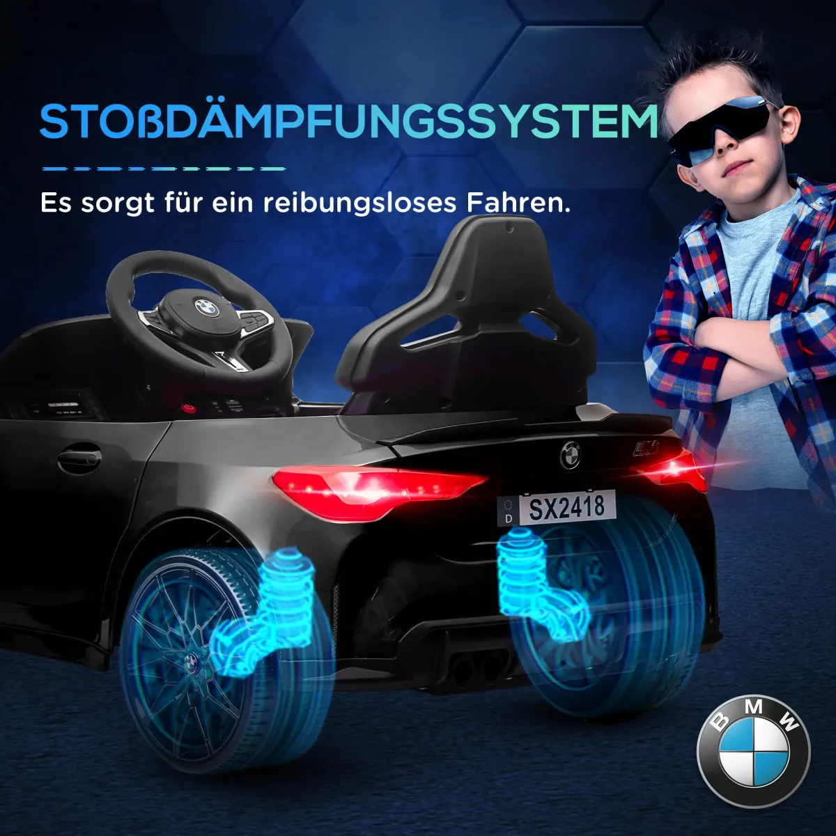 AIYAPLAY Акумулаторна кола BMW M4, Звук и светлина - Image 6