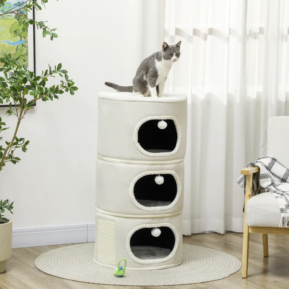 PawHut Котешка къщичка, 4 нива, с възглавница - Image 9