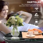 Outsunny Градинска маса от ратан, стъклен плот, PE ратан - Image 6