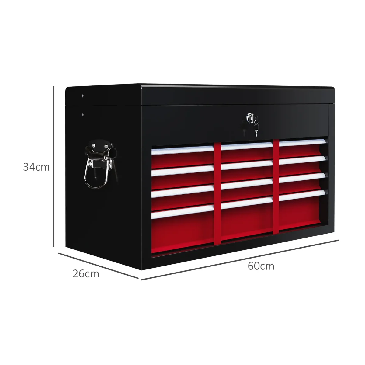 Кутия за инструменти HOMCOM, 3 чекмеджета, 60 x 26 x 34 см - Image 6