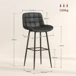 Комплект бар столове HOMCOM от 2 броя, 98 см, до 120 кг - Image 8