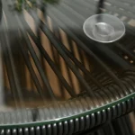 Outsunny Градинска маса от ратан, стъклен плот, PE ратан - Image 8