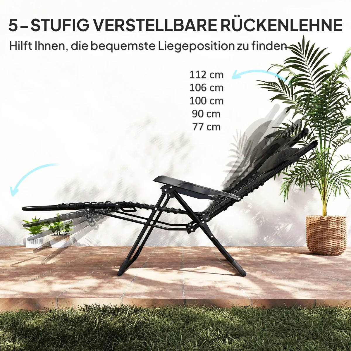 Сгъваем шезлонг Outsunny с облегалка за глава, до 120 кг - Image 9