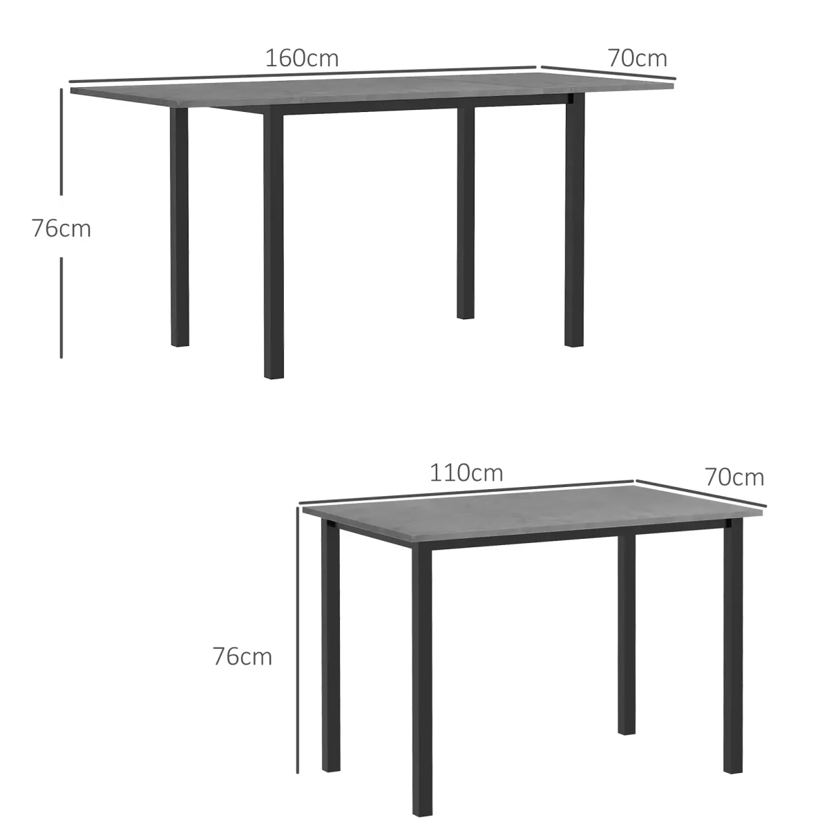 Трапезна маса HOMCOM, Разтегателна, за 6 души - Image 10