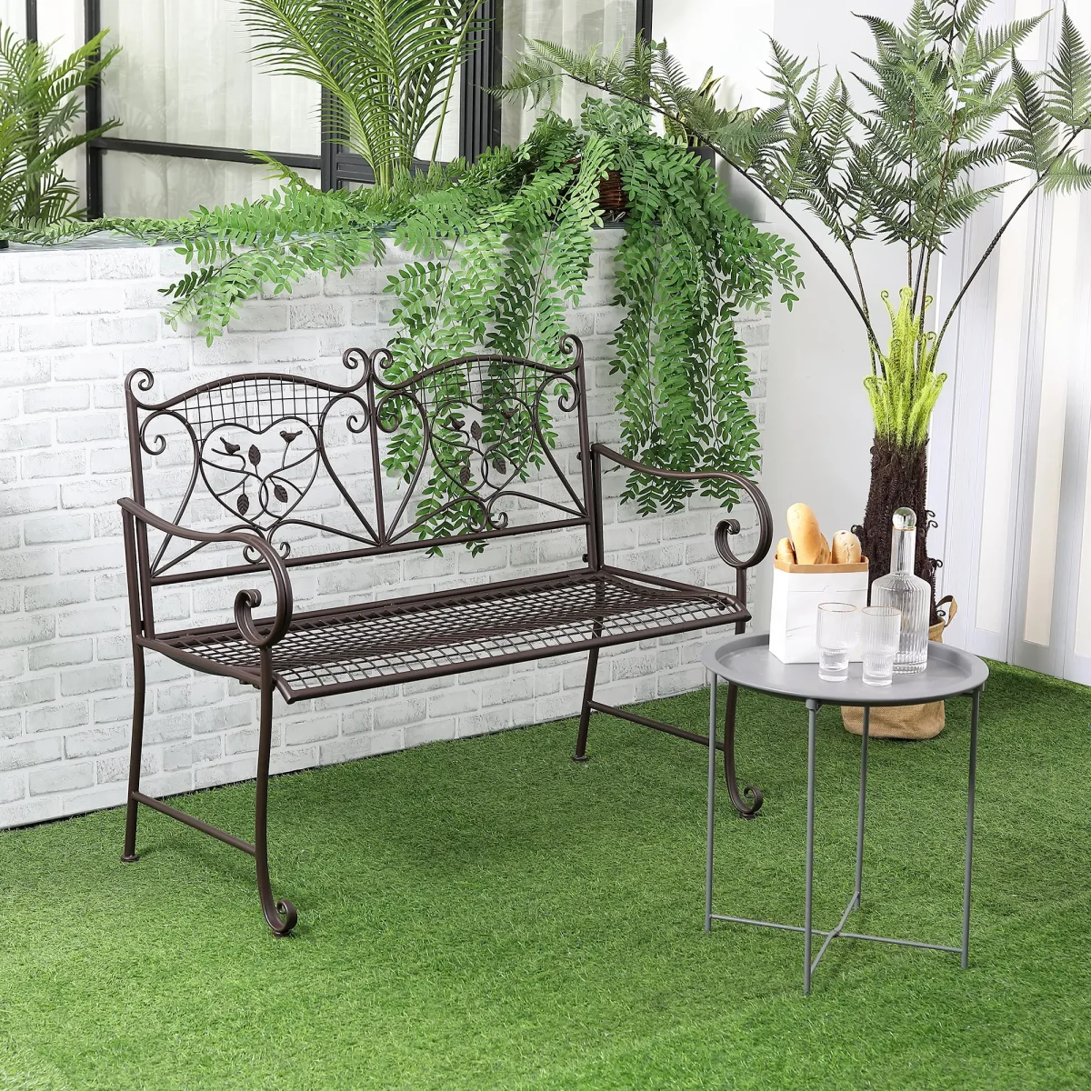 Градинска пейка Outsunny, 2-местна до 220 кг - Image 8