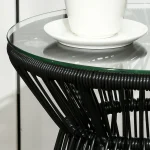 Outsunny Градинска маса от ратан, стъклен плот, PE ратан - Image 9