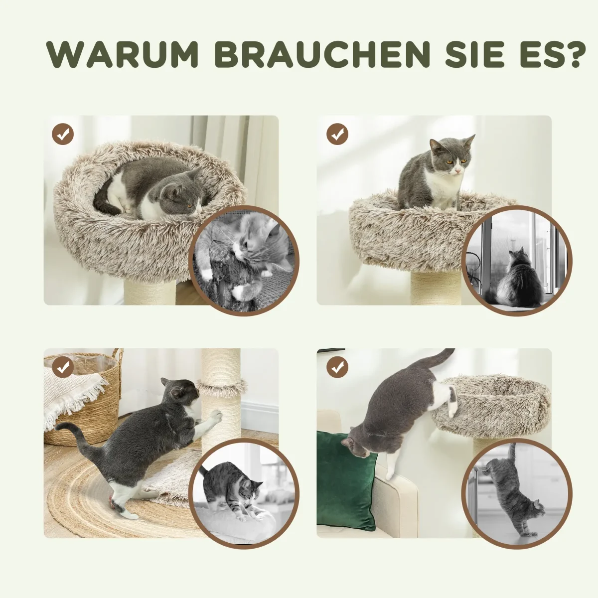 PawHut Дърво за котки, 87 см, Кула за котки - Image 9