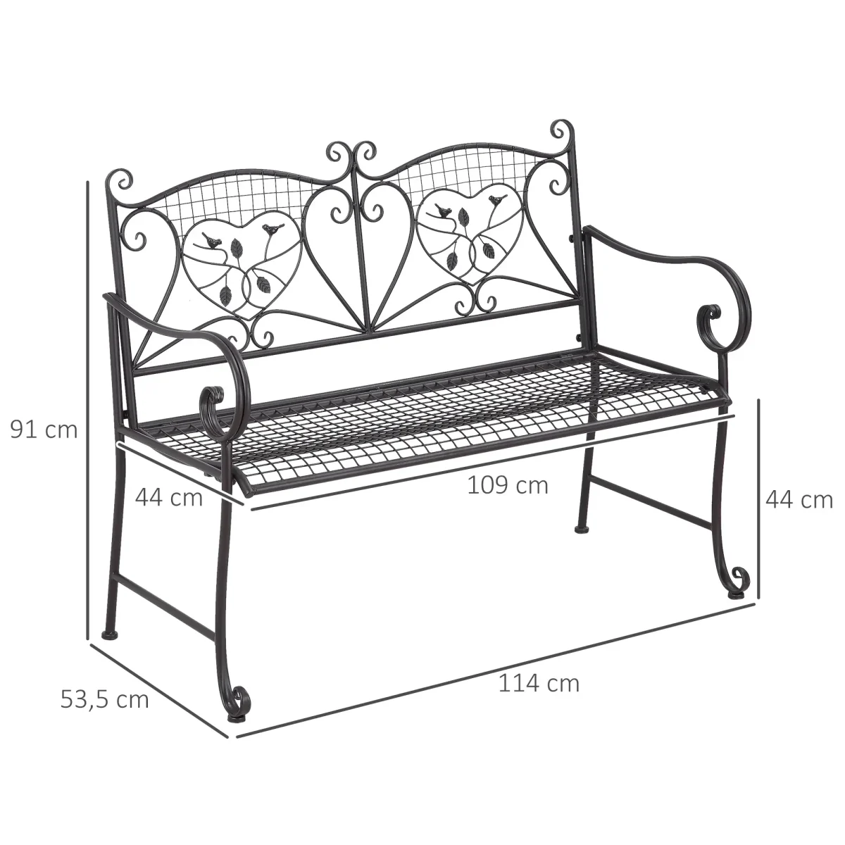 Градинска пейка Outsunny, 2-местна до 220 кг - Image 9
