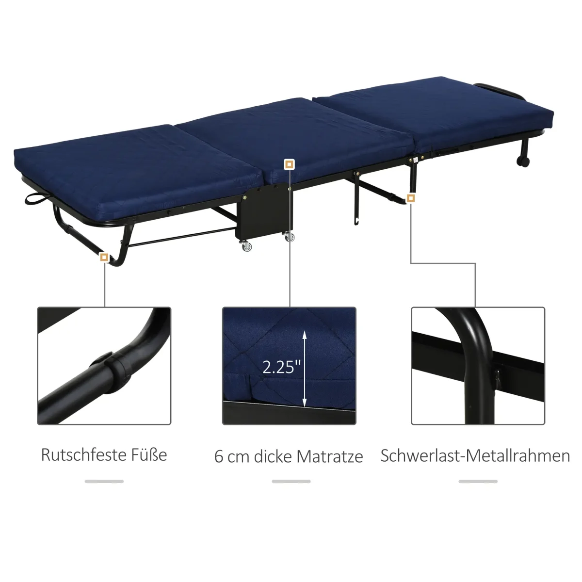Сгъваемо легло HOMCOM 65x184 см товароносимост до 120 кг - Image 10