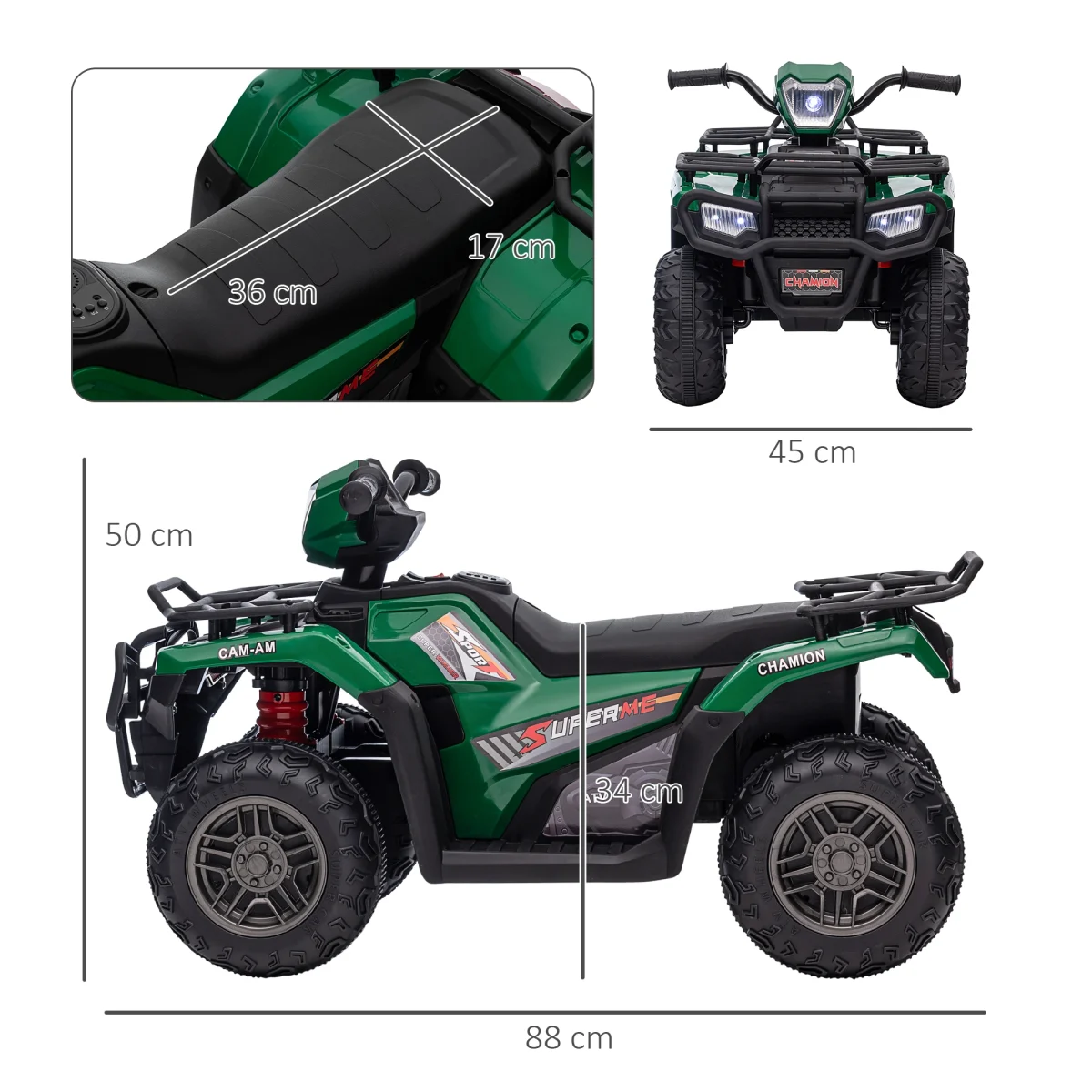 Детско акумулаторно ATV HOMCOM, макс. 4 км/ч, възраст 3+ - Image 7
