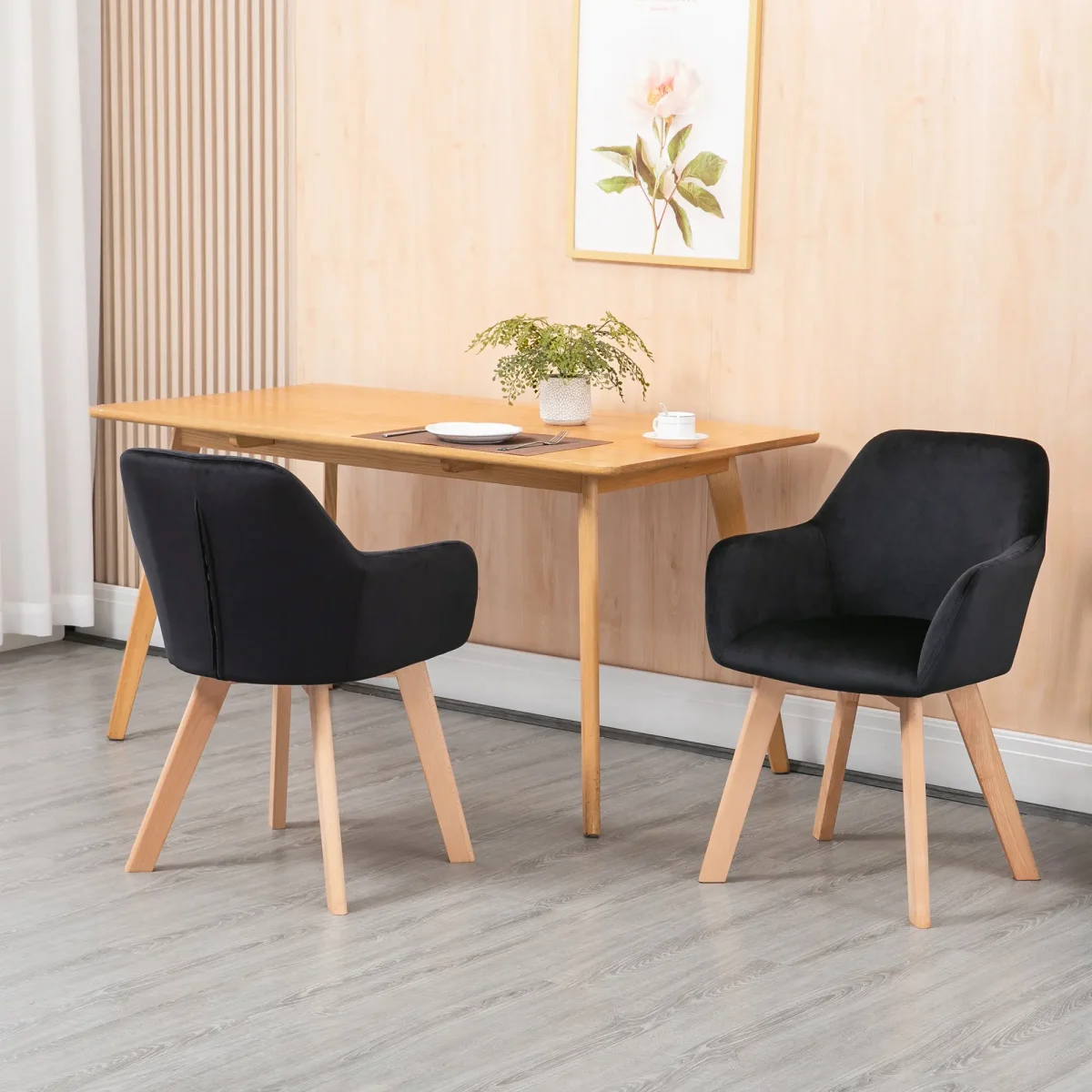 Трапезни столове HOMCOM, комплект от 2бр., кадифен вид - Image 2
