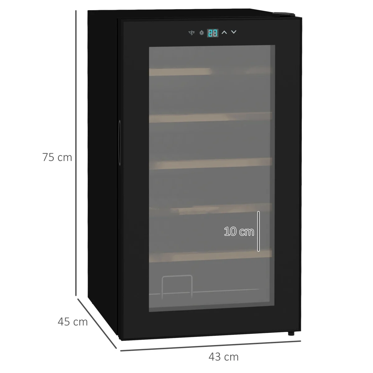 Охладител за вино HOMCOM за 24 бутилки, 43 x 45 x 75 см - Image 3