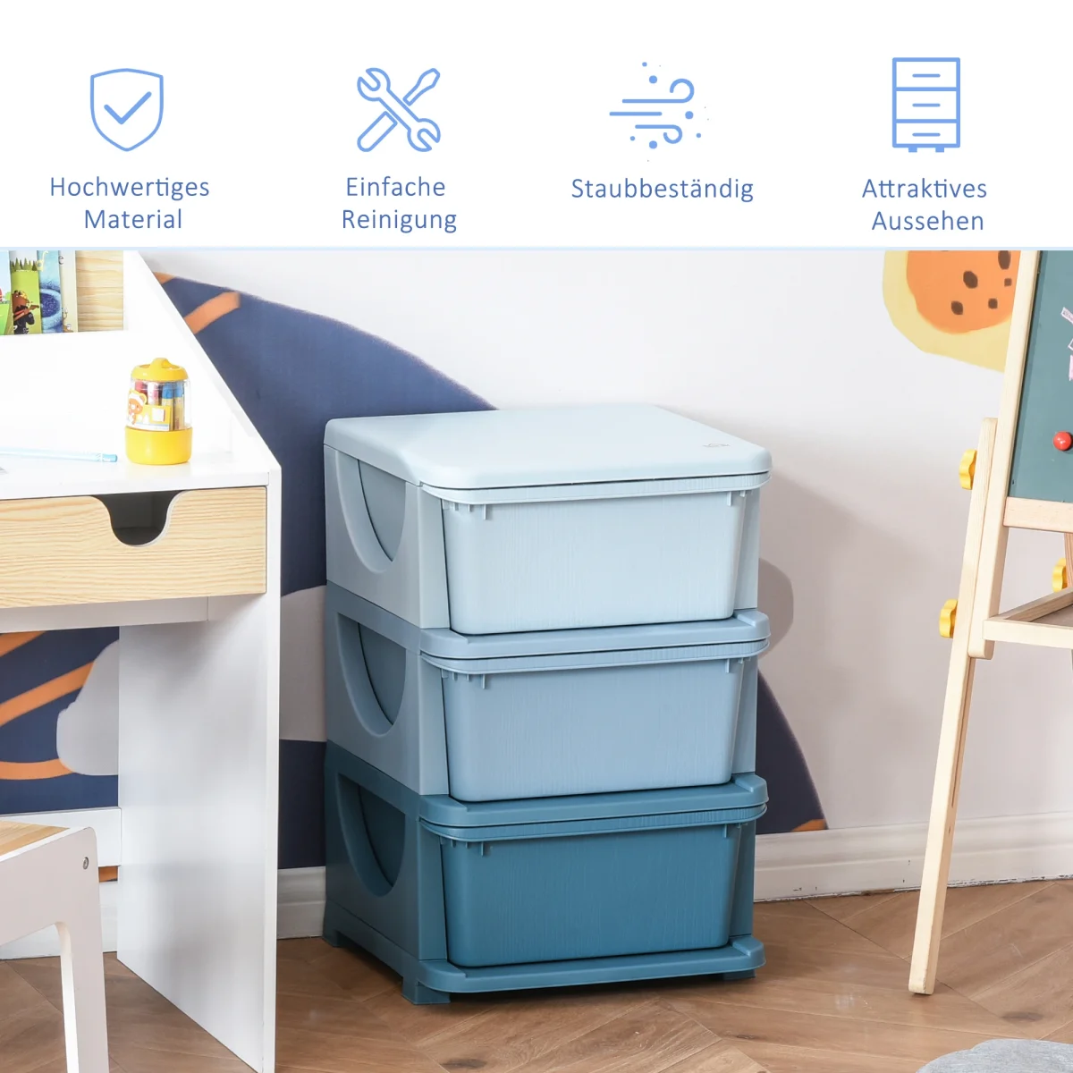 Детски кутии за съхранение HOMCOM, 3 чекмеджета - Image 2