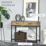 Конзолна маса HOMCOM, с рафт и 2 чекмеджета - Image 2