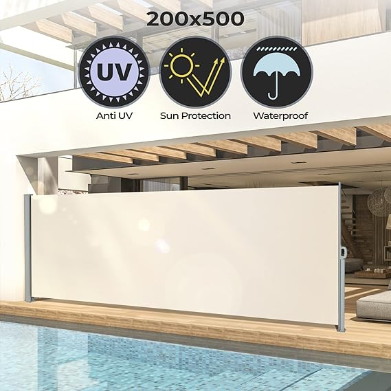 Jago®Прибираща се дворна странична тента 500 x 200 см