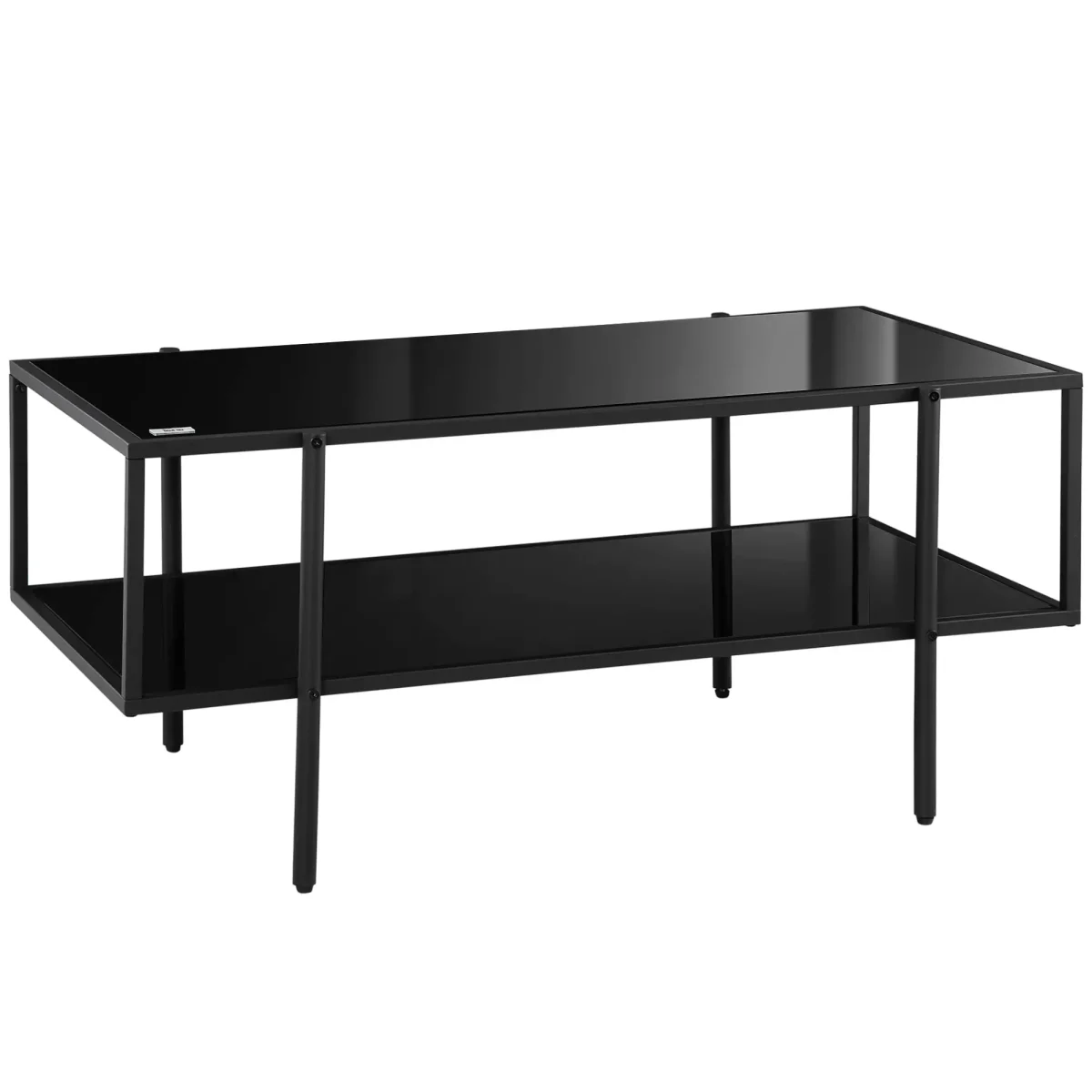 Холна маса HOMCOM с рафт, стъклен плот, 100 x 55 x 45.5 см - Image 1