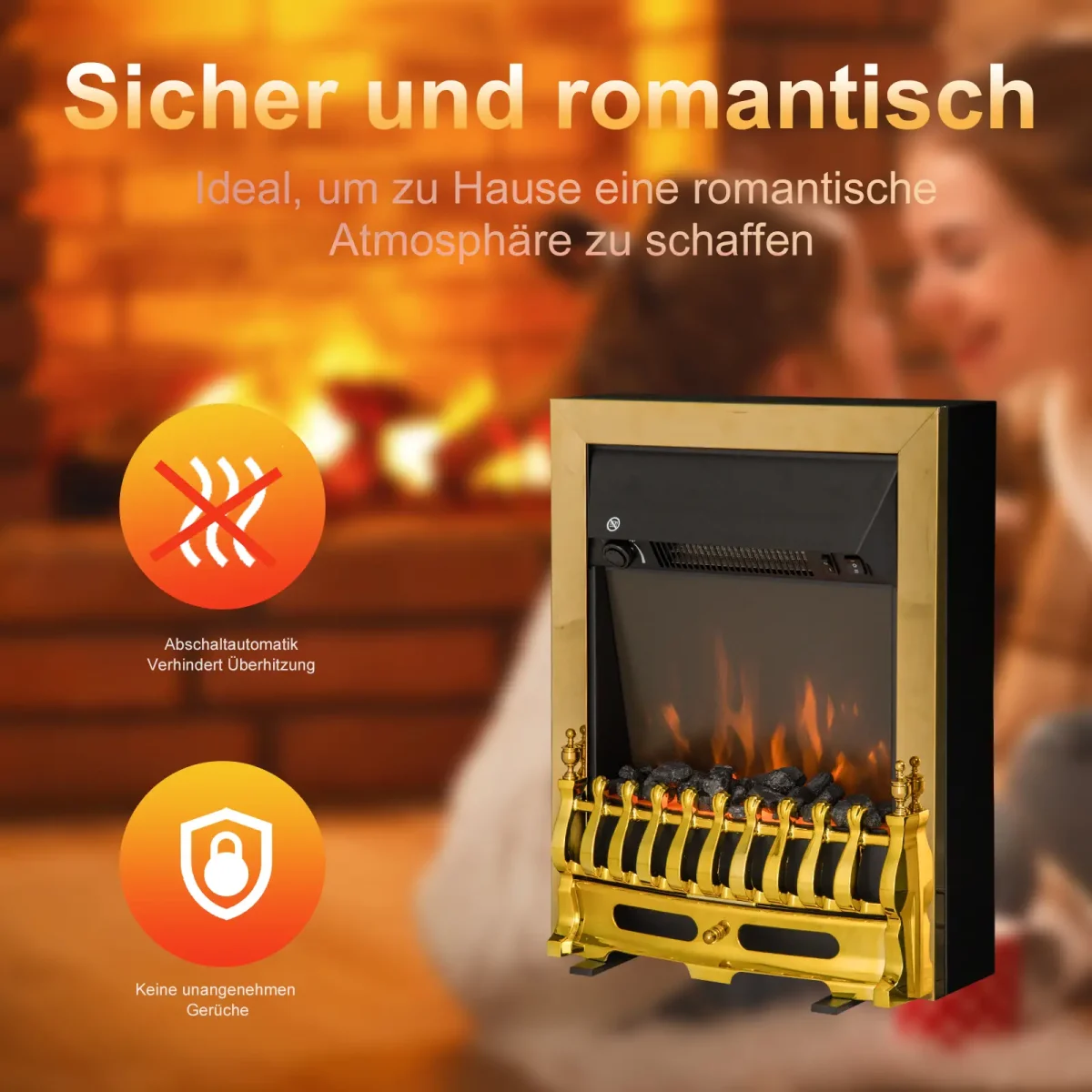 Електрическа камина HOMCOM с ефект на пламък - Image 2