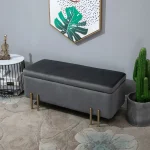 Пейка за съхранение HOMCOM с кадифен вид, 100 x 40 x 42 см - Image 4