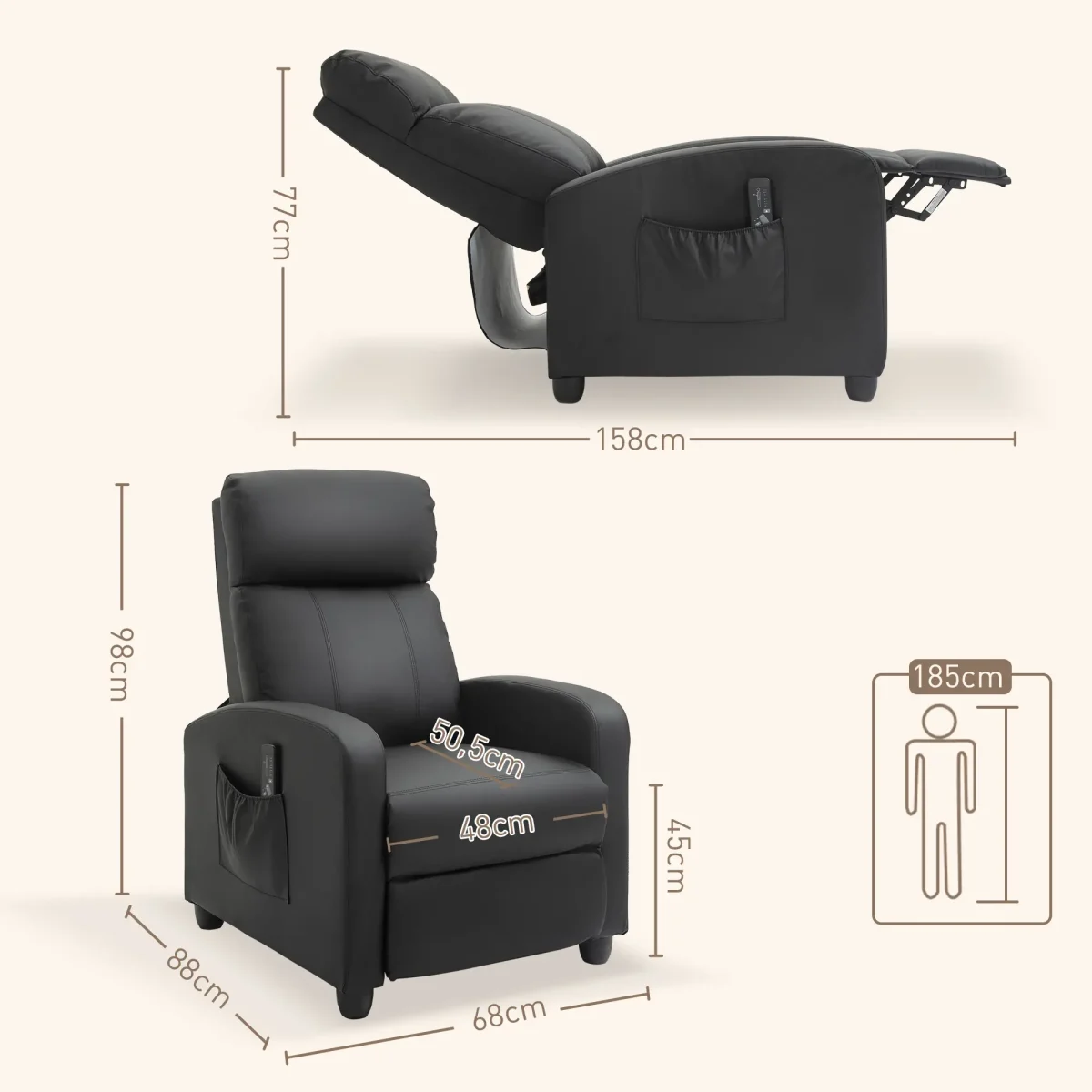 Масажен стол HOMCOM с функция за накланяне - Image 4
