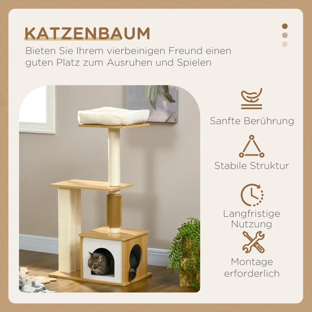 PawHut Котешко дърво 59,5 см x 39,5 см x 114 см - Image 2