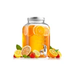 4-литров стъклен диспенсър с кран за вода, сок, чай