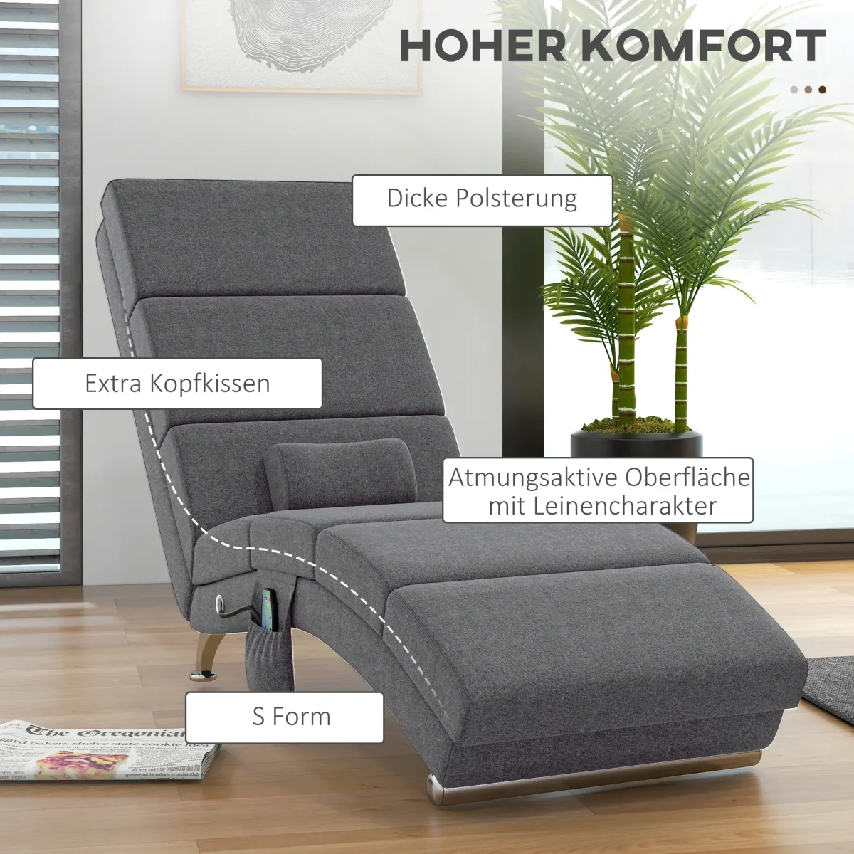 Масажен стол HOMCOM с 8 вибрационни точки - Image 4