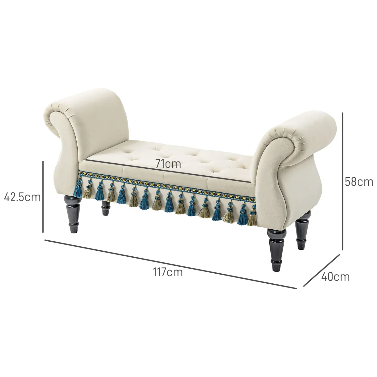 Тапицирана пейка HOMCOM, винтидж дизайн, до 150 кг - Image 9
