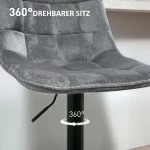 HOMCOM Комплект от 2 въртящи се бар стола с облегалка - Image 4