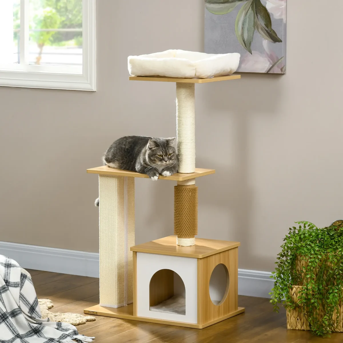 PawHut Котешко дърво 59,5 см x 39,5 см x 114 см - Image 5