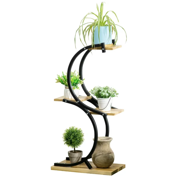 Стойка за растения Outsunny с 4 рафта, 46 см x 25 см x 91 см