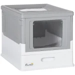 PawHut Котешка тоалетна с дъно и лъжичка, пластмаса, сива