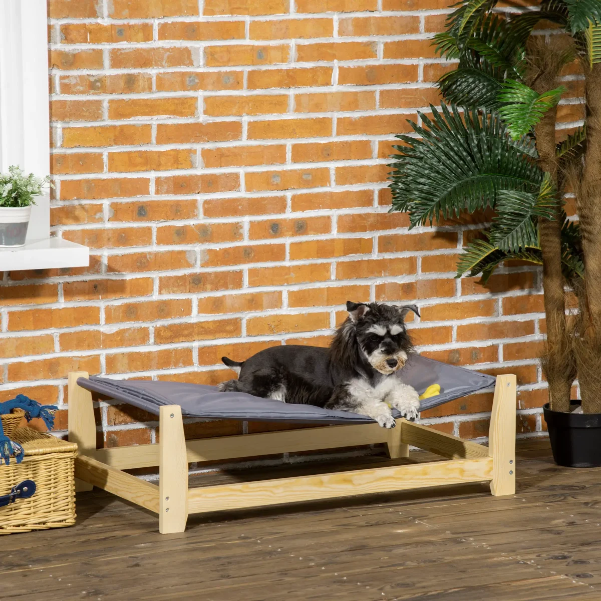 PawHut повдигнато кучешко легло с дървени крака, 90 см x 50 - Image 2