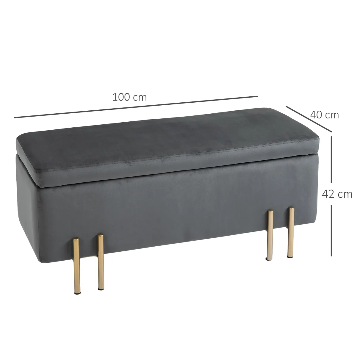 Пейка за съхранение HOMCOM с кадифен вид, 100 x 40 x 42 см - Image 9