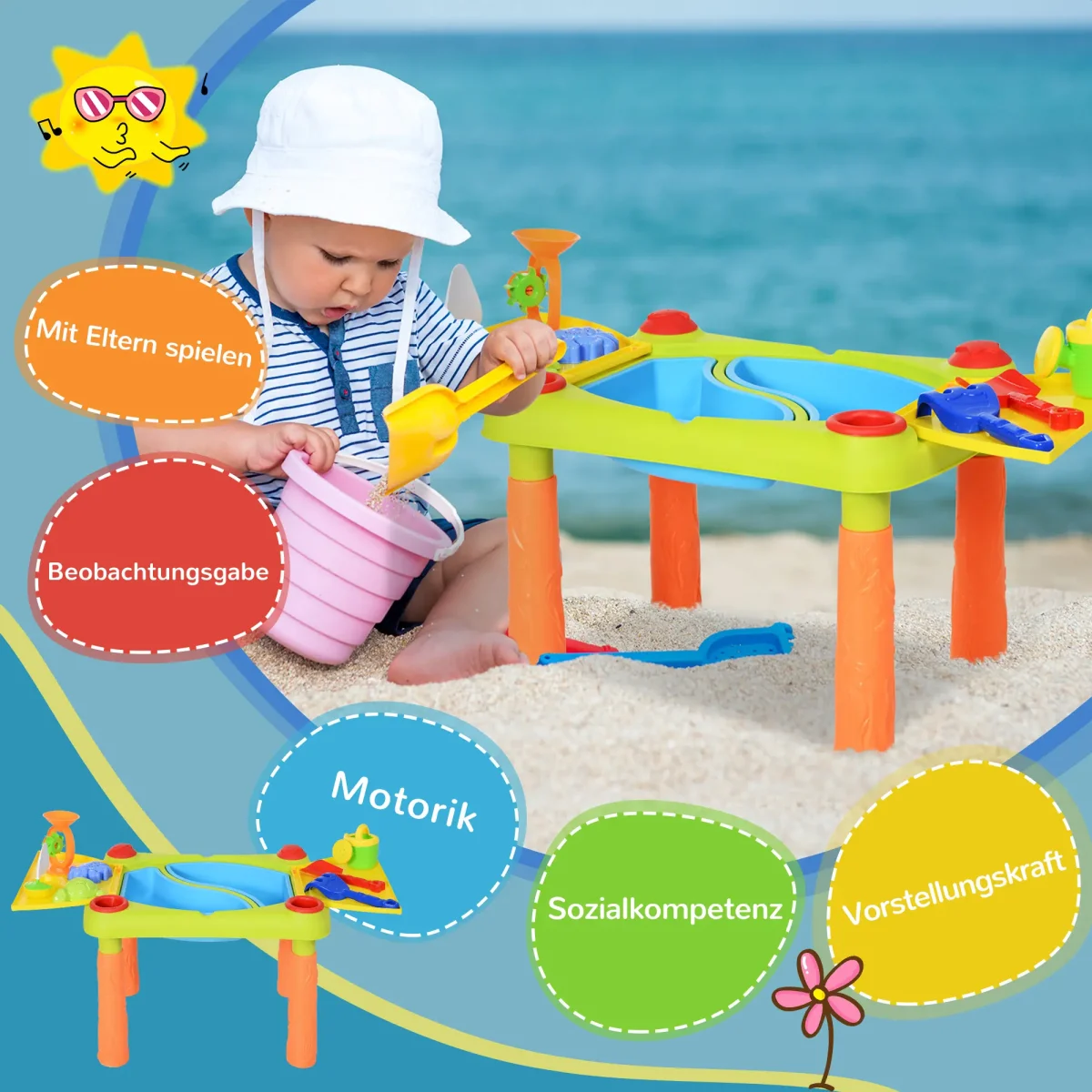 AIYPLAY Маса за игра с пясък и вода, с 16 аксесоара - Image 6