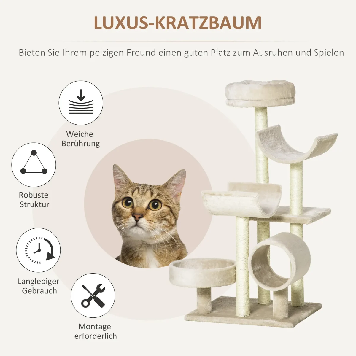 PawHut Дърво за драскане за котки, Д50 x Ш40 x В105 см - Image 7