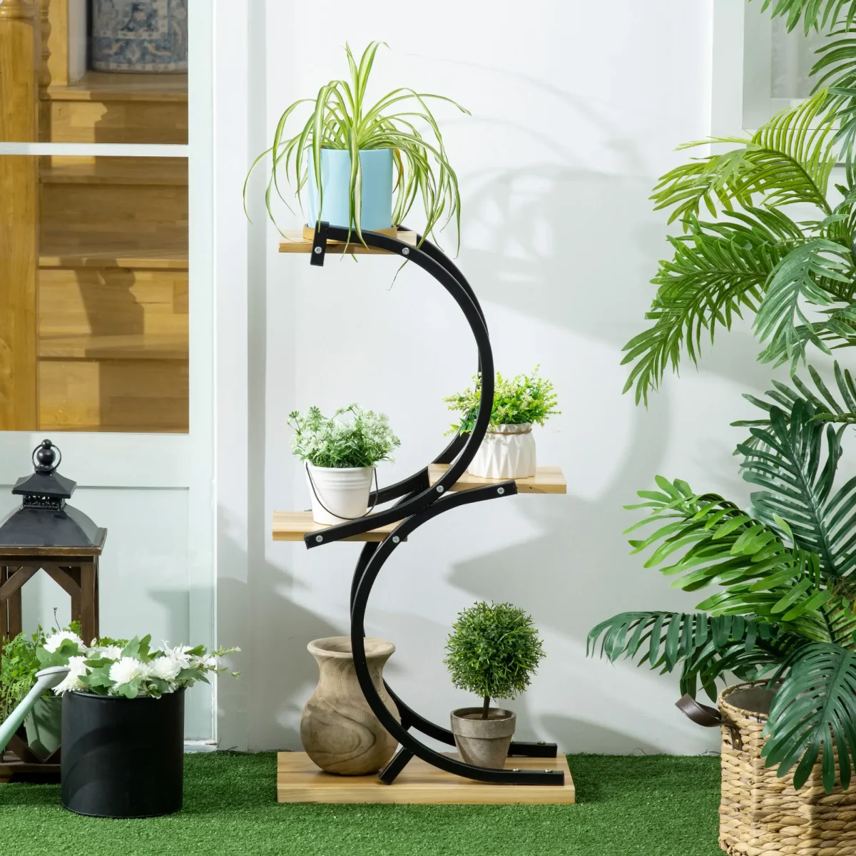 Стойка за растения Outsunny с 4 рафта, 46 см x 25 см x 91 см - Image 12