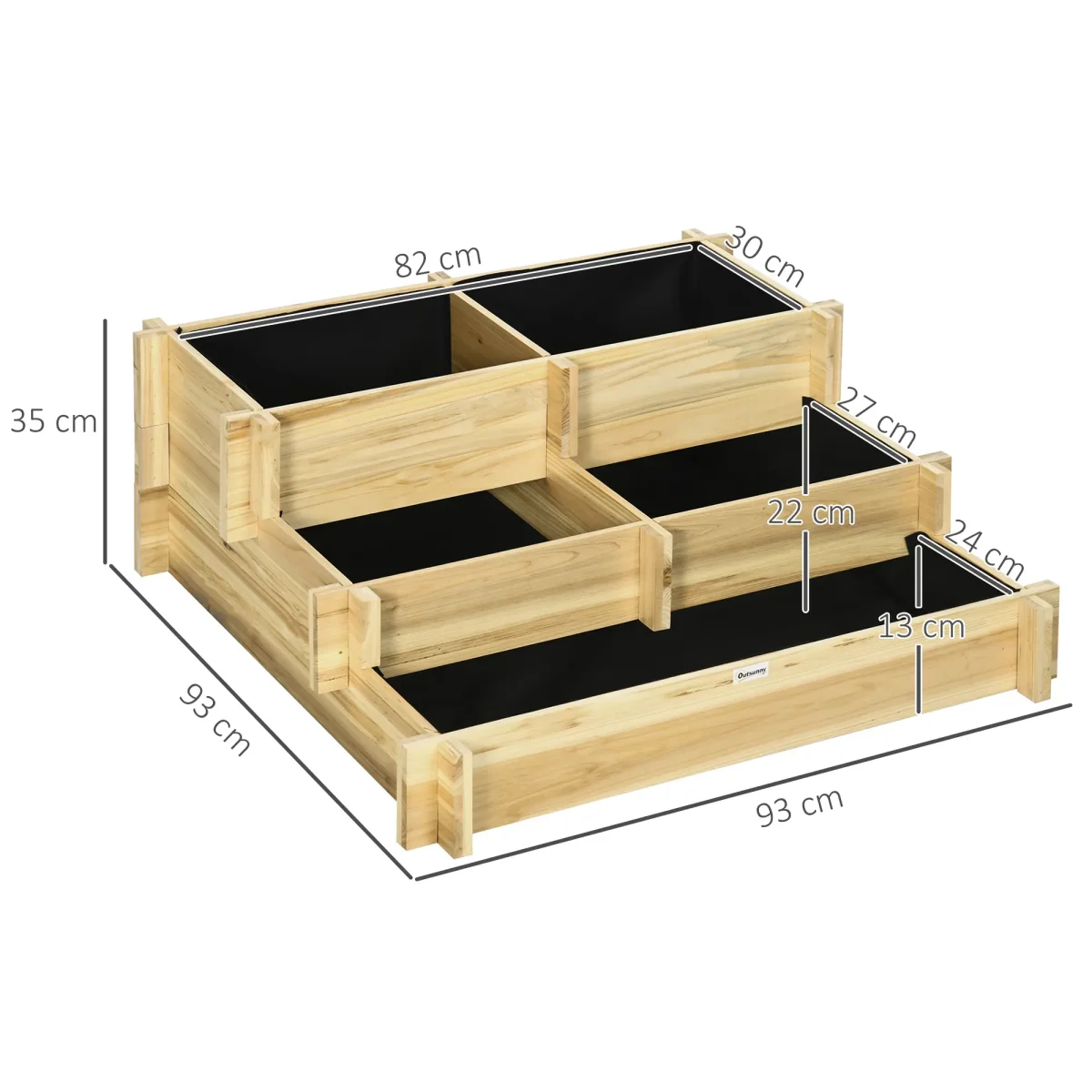 Повдигната леха Outsunny, 3-етажна, 93 x 93 x 35 см - Image 4